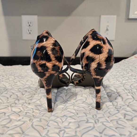 Worthington Patent Leopard Ankle Strap Sandal Heels - Picture 4 of 8